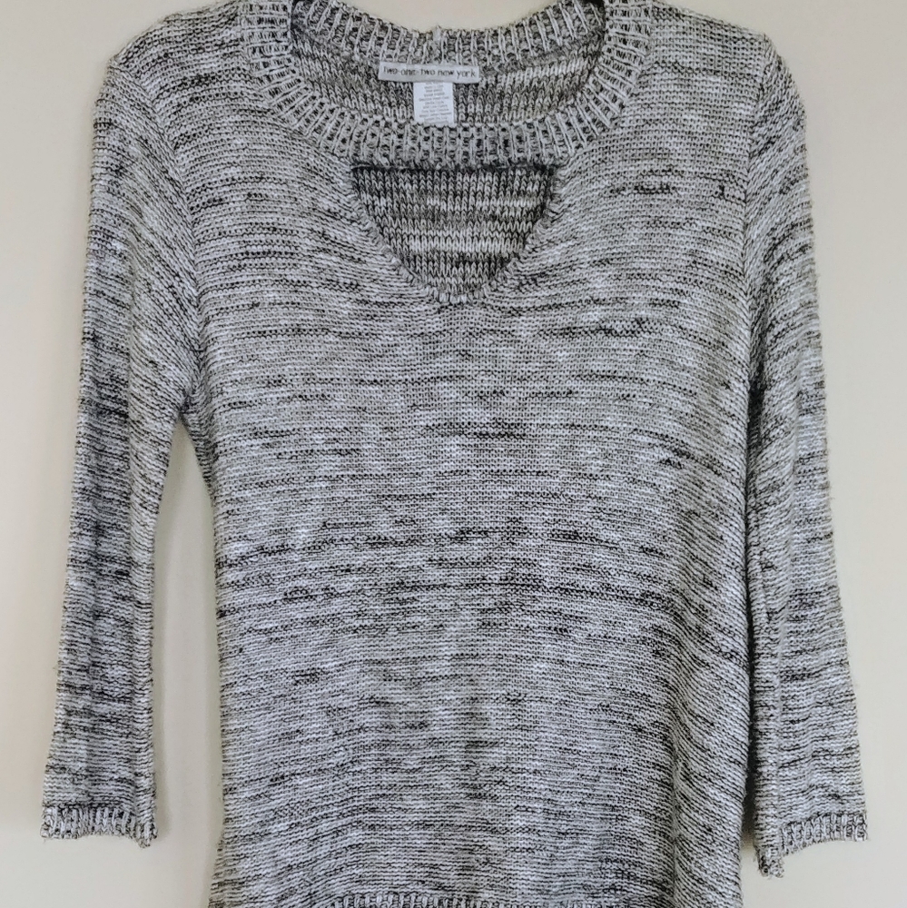 two-one-two new york black and white sweater